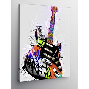 Kanvas Tablo Graffiti Desenli Elektro Gitar 100x140 cm
