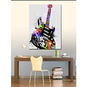 Kanvas Tablo Graffiti Desenli Elektro Gitar 100x140 cm