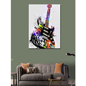 Kanvas Tablo Graffiti Desenli Elektro Gitar 100x140 cm