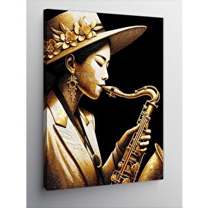 Kanvas Tablo Saksafon Çalan Kız 50x70 cm