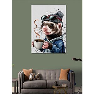 Kanvas Tablo Kahve İçen Sansar 70x100 cm