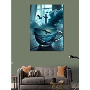 Kanvas Tablo Çay Fincanında Gemi 70x100 cm