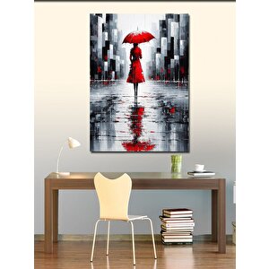 Kanvas Tablo Kırmızı Şemsiyeli Kadın 50x70 cm