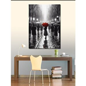 Kanvas Tablo Kırmızı Şemsiyeli Kadın 50x70 cm