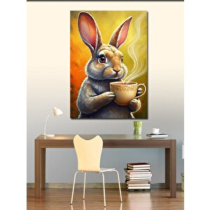 Kanvas Tablo Kahve İçen Tavşan 70x100 cm
