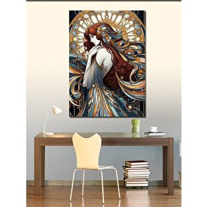 Kanvas Tablo Elbiseli Kadın Ve Desenli 70x100 cm
