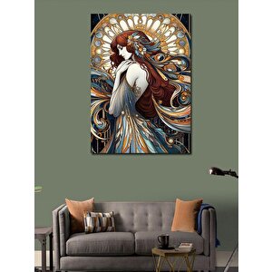 Kanvas Tablo Elbiseli Kadın Ve Desenli 70x100 cm