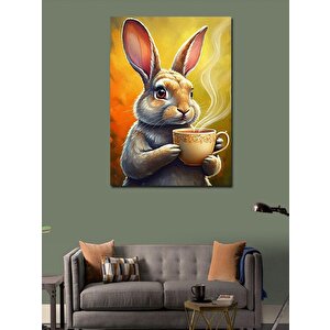 Kanvas Tablo Kahve İçen Tavşan 100x140 cm