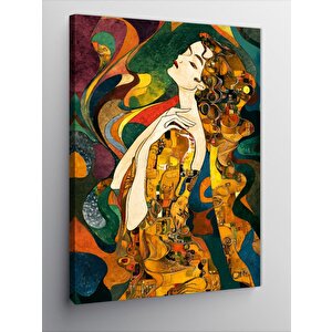 Kanvas Tablo Sarı Elbiseli Kadın 50x70 cm