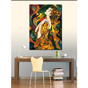 Kanvas Tablo Sarı Elbiseli Kadın 50x70 cm