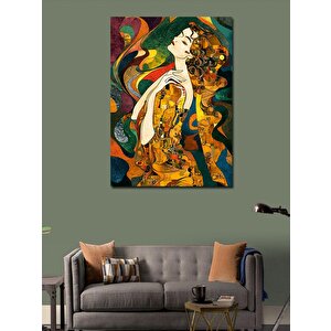 Kanvas Tablo Sarı Elbiseli Kadın 50x70 cm