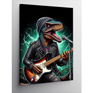 Kanvas Tablo Gitar Çalan Dinazor 50x70 cm