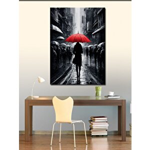 Kanvas Tablo Kırmızı Şemsiyeli Kadın 70x100 cm