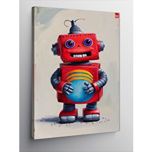 Kanvas Tablo Kırmızı Robot 70x100 cm