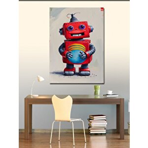 Kanvas Tablo Kırmızı Robot 70x100 cm