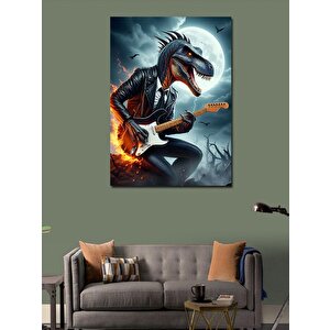 Kanvas Tablo Elektro Gitar Çalan Dinazor 70x100 cm