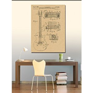 Kanvas Tablo Les Paul Gitar Anatomisi 100x140 cm