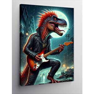 Kanvas Tablo Gitar Çalan Dinazor 70x100 cm