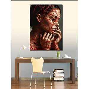 Kanvas Tablo Yüzü İpli Kadın Portresi 50x70 cm