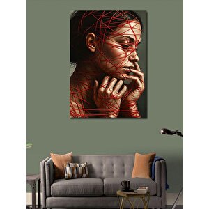 Kanvas Tablo Yüzü İpli Kadın Portresi 50x70 cm
