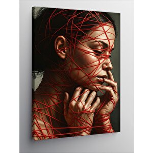 Kanvas Tablo Yüzü İpli Kadın Portresi 100x140 cm