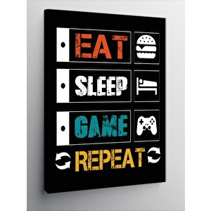 Kanvas Tablo Eat Sleep Game Repeat 50x70 cm