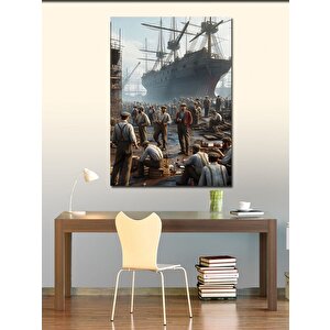 Kanvas Tablo Gemi Ve Liman Manzarası 70x100 cm