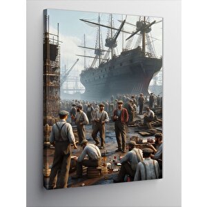 Kanvas Tablo Gemi Ve Liman Manzarası 50x70 cm