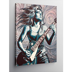 Kanvas Tablo Elektrik Gitar Çalan Kadın 70x100 cm