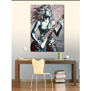 Kanvas Tablo Elektrik Gitar Çalan Kadın 100x140 cm