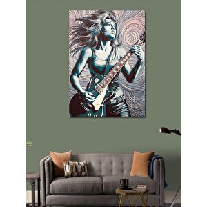 Kanvas Tablo Elektrik Gitar Çalan Kadın 50x70 cm