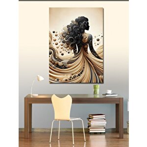 Kanvas Tablo Desenli Elbiseli Kız 70x100 cm