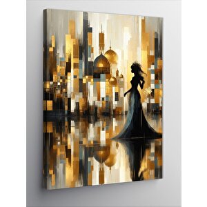 Kanvas Tablo Elbiseli Kadın Ve Soyut Desenler 70x100 cm