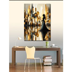 Kanvas Tablo Elbiseli Kadın Ve Soyut Desenler 70x100 cm