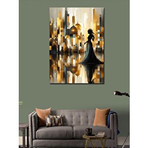 Kanvas Tablo Elbiseli Kadın Ve Soyut Desenler 70x100 cm