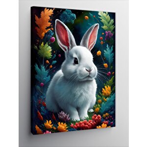 Kanvas Tablo Ormandaki Beyaz Tavşan 50x70 cm