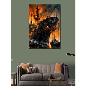 Kanvas Tablo Yanmış Korsan Gemisi 70x100 cm