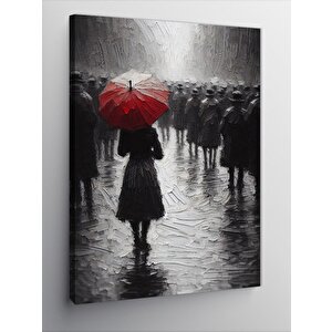 Kanvas Tablo Kırmızı Şemsiyeli Kadın 70x100 cm