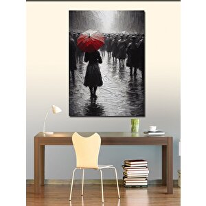 Kanvas Tablo Kırmızı Şemsiyeli Kadın 70x100 cm