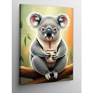 Kanvas Tablo Kahve İçen Koala 100x140 cm