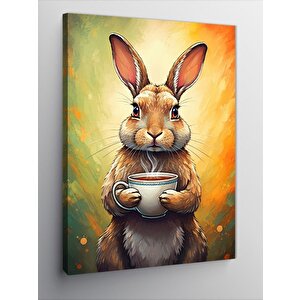 Kanvas Tablo Kahve İçen Tavşan 70x100 cm