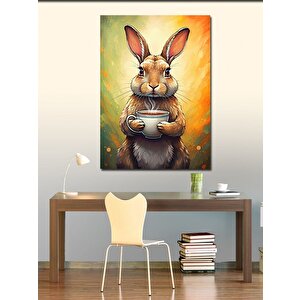 Kanvas Tablo Kahve İçen Tavşan 70x100 cm
