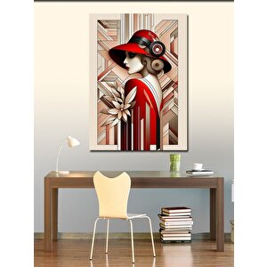 Kanvas Tablo Kırmızı Elbiseli Kadın 70x100 cm