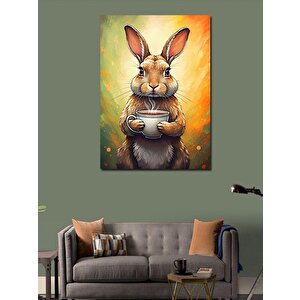 Kanvas Tablo Kahve İçen Tavşan 100x140 cm
