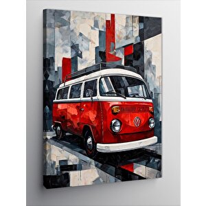 Kanvas Tablo Retro Kırmızı Minibüs 70x100 cm