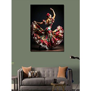 Kanvas Tablo Desenli Elbiseli Kadın 100x140 cm