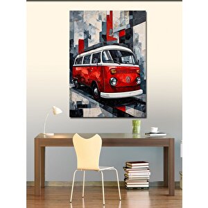Kanvas Tablo Retro Kırmızı Minibüs 50x70 cm