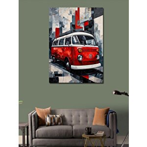 Kanvas Tablo Retro Kırmızı Minibüs 50x70 cm