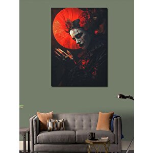 Kanvas Tablo Kırmızı Güneş Ve Kafatası 100x140 cm