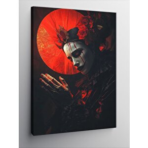 Kanvas Tablo Kırmızı Güneş Ve Kafatası 50x70 cm